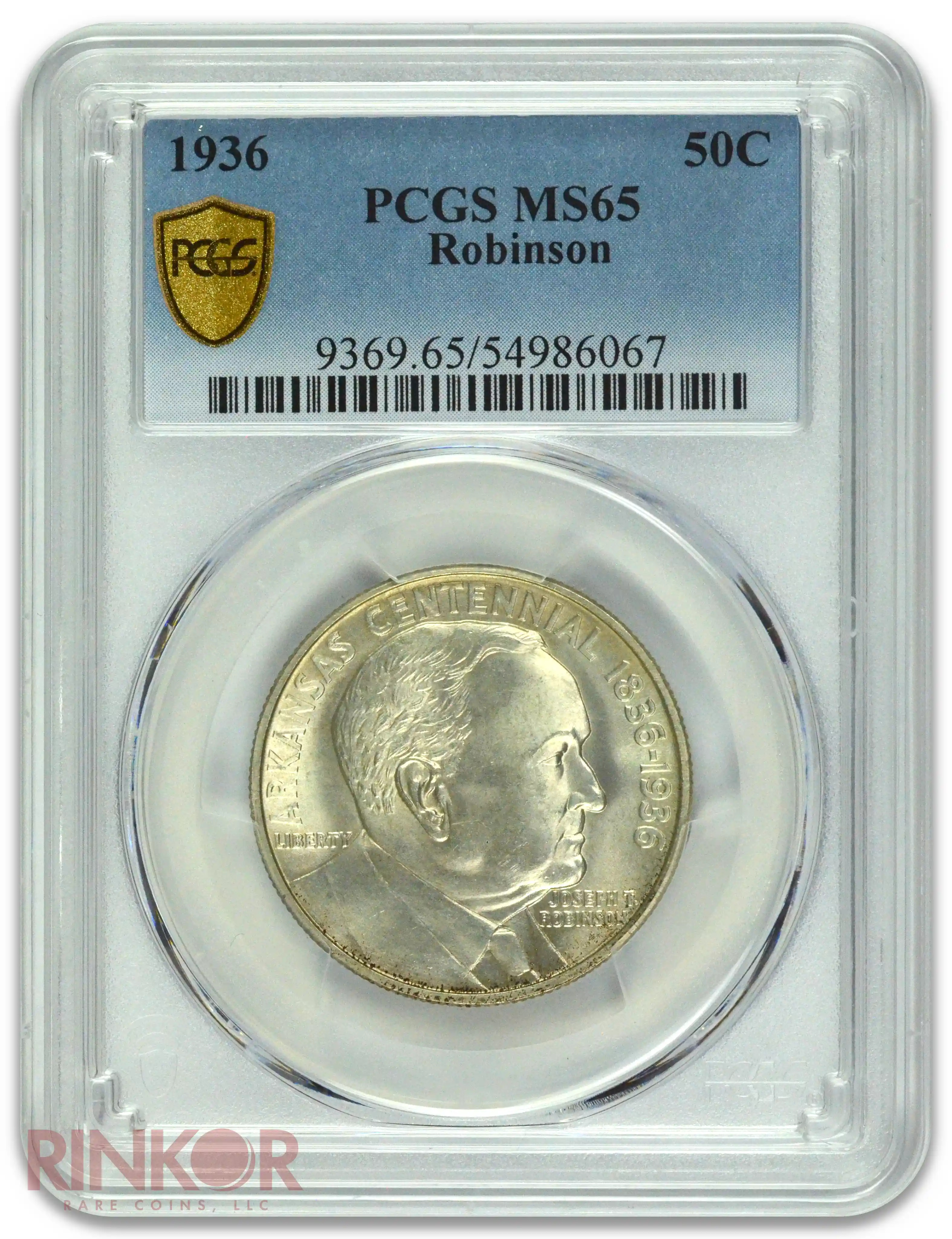 1936 50C Robinson Commemorative Half Dollar PCGS MS 65