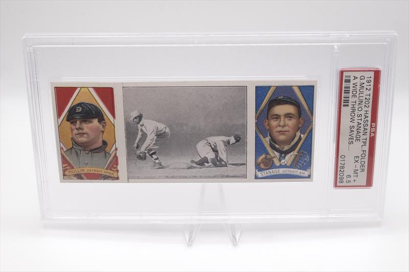 1912 T202 Hassan Tpl. Folder G. MULLIN/O.STANAGE PSA EX-MT+ 6.5 A Wide Throw Saves..