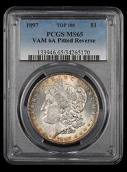 1897 $1 VAM 6A Pitted Reverse Top 100 PCGS MS 65