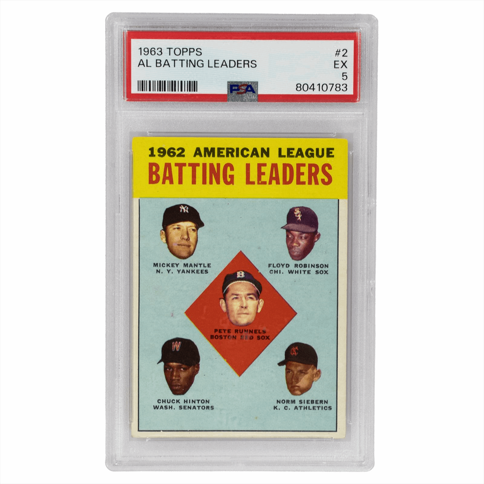 1963 Topps AL Batting Leaders #2 PSA EX 5