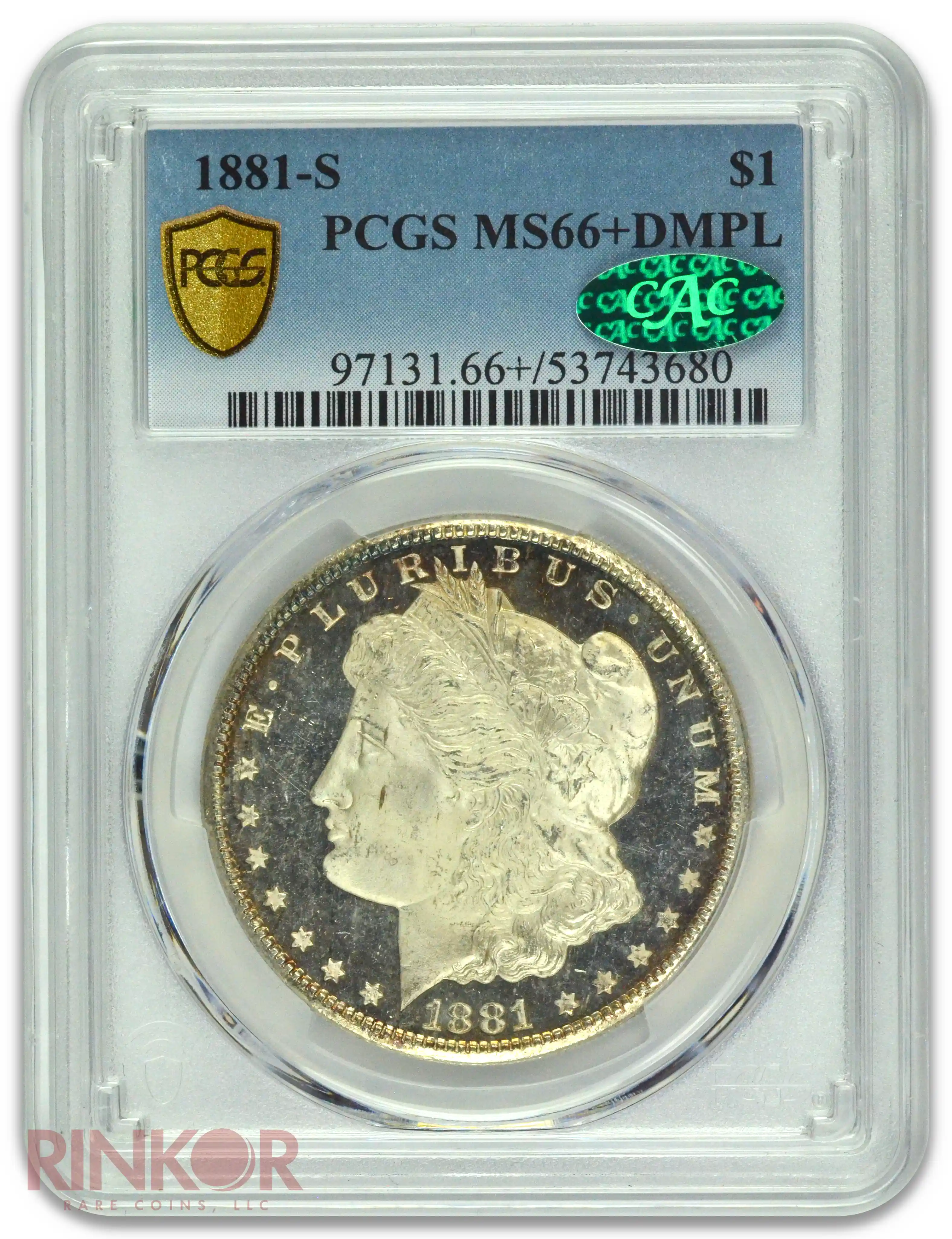 1881-S $1 Morgan Dollar PCGS MS 66+ DMPL CAC