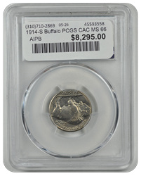1914-S Buffalo PCGS CAC MS 66