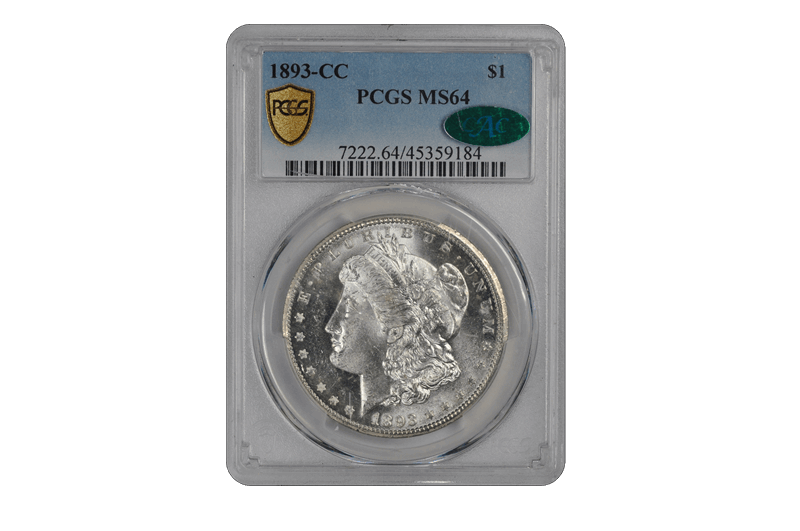 1893-CC $1 Morgan Dollar PCGS  (CAC) #3515-2 MS64