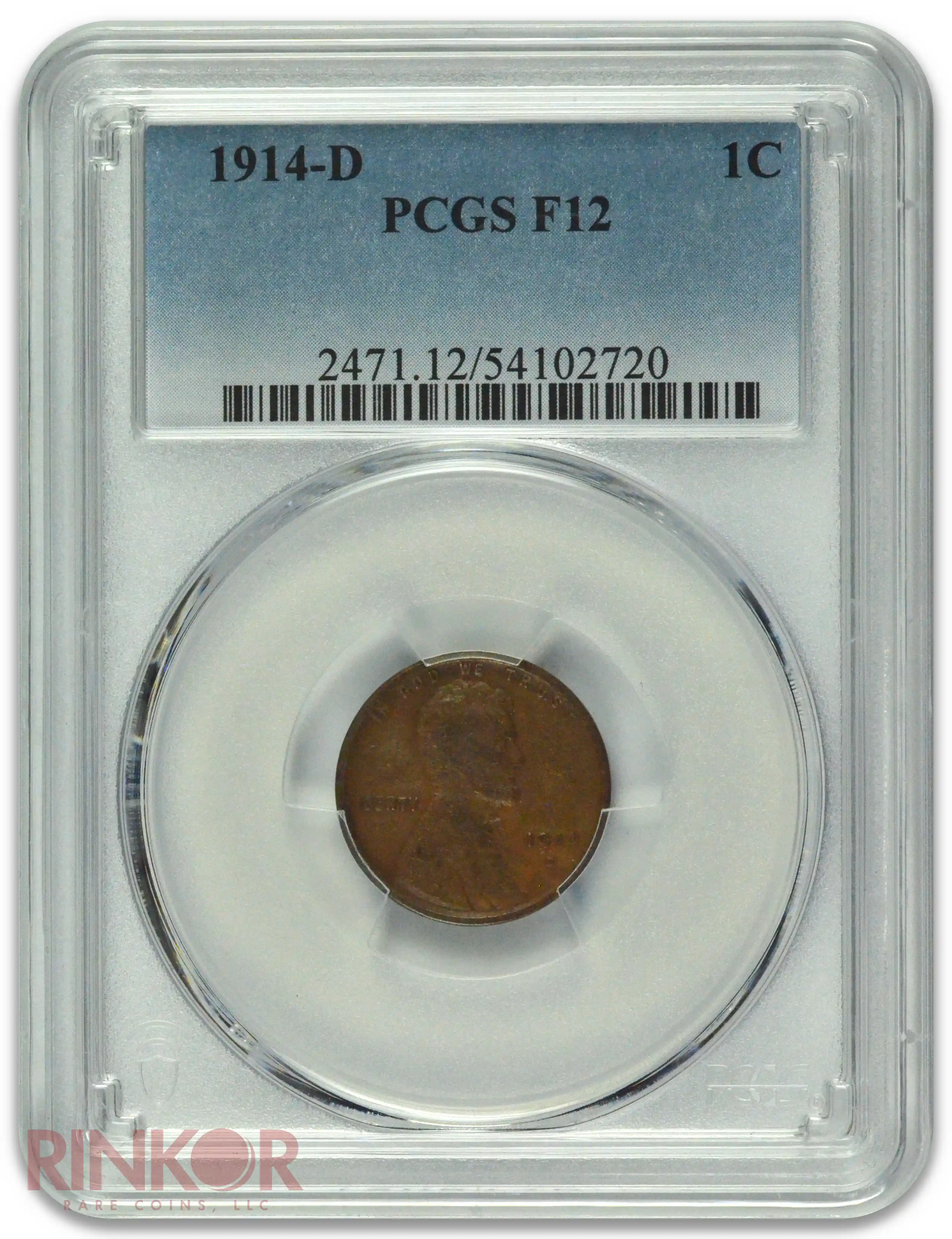 1914-D 1C Lincoln Wheat Cent PCGS F-12