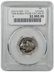 1935 Buffalo PCGS CAC MS 67