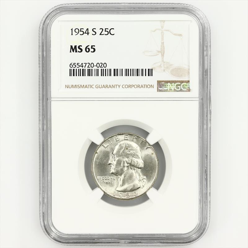1954-S Washington Silver Quarter 25C NGC MS65