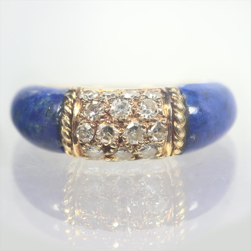 18kt Yellow Gold Van Cleef & Arpels Diamond and Lapis Stone Ring - Size 3.25 