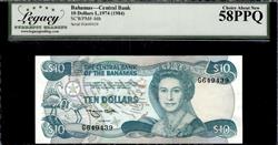 Bahamas Central Bank 10 Dollars L.1974 (1984) Choice About New 58PPQ 