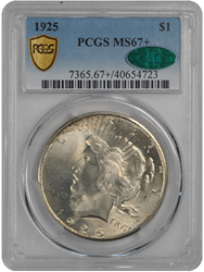 1925 $1 Peace Dollar PCGS  (CAC) #3532-5 MS67+