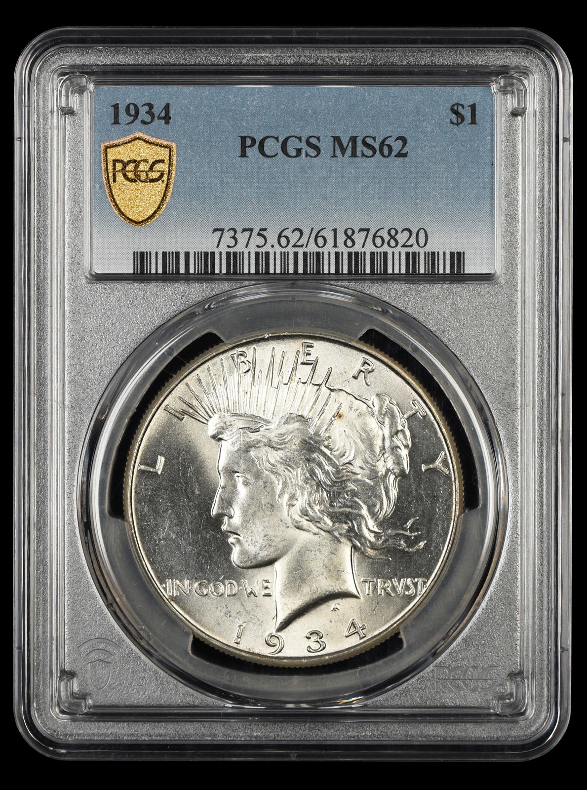 1934 $1 PCGS MS 62