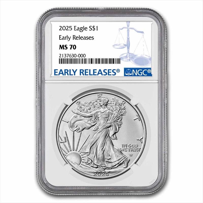 2025 $1 1oz. American Silver Eagle, ER, MS70, NGC