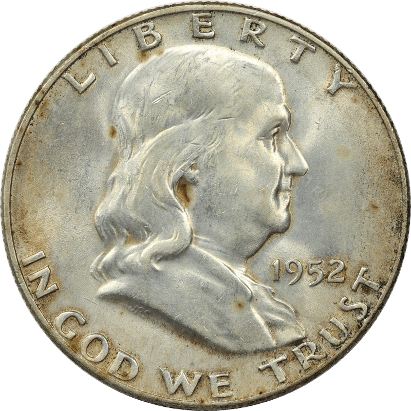 1952-D Franklin Half Dollar 50c, Uncirculated - Toned
