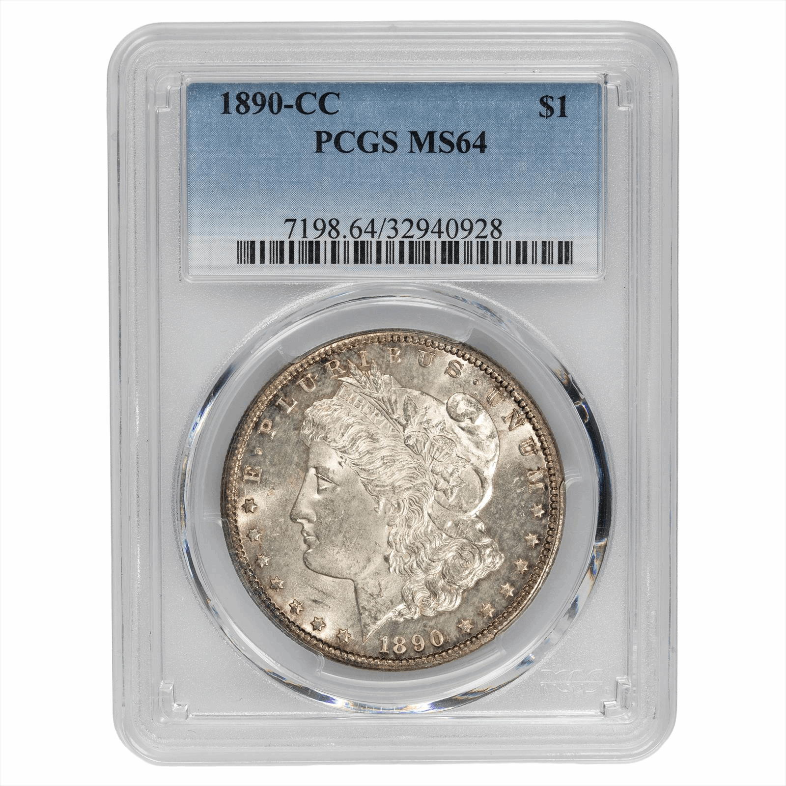 1890-CC Morgan Silver Dollar $1 PCGS MS 64 