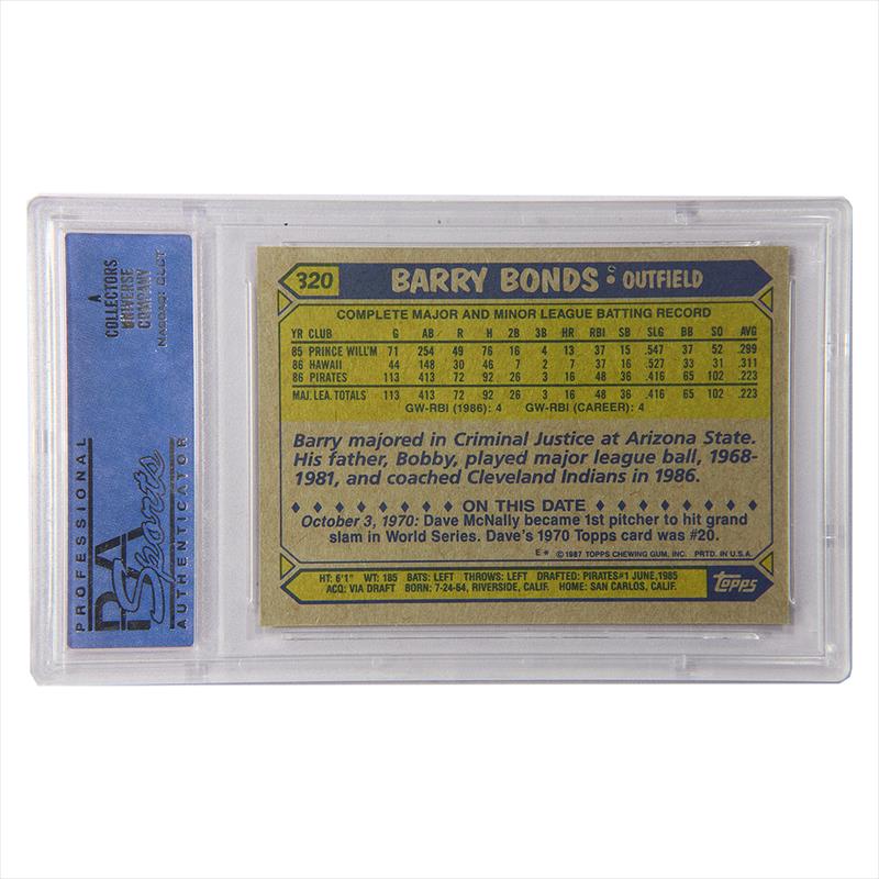 Sold at Auction: (Mint) 1987 Topps Barry Bonds Rookie #320