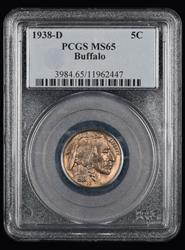 1938 D 5C PCGS Buffalo MS65