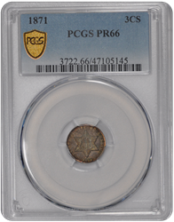 1871 Three Cent PCGS PR 66 