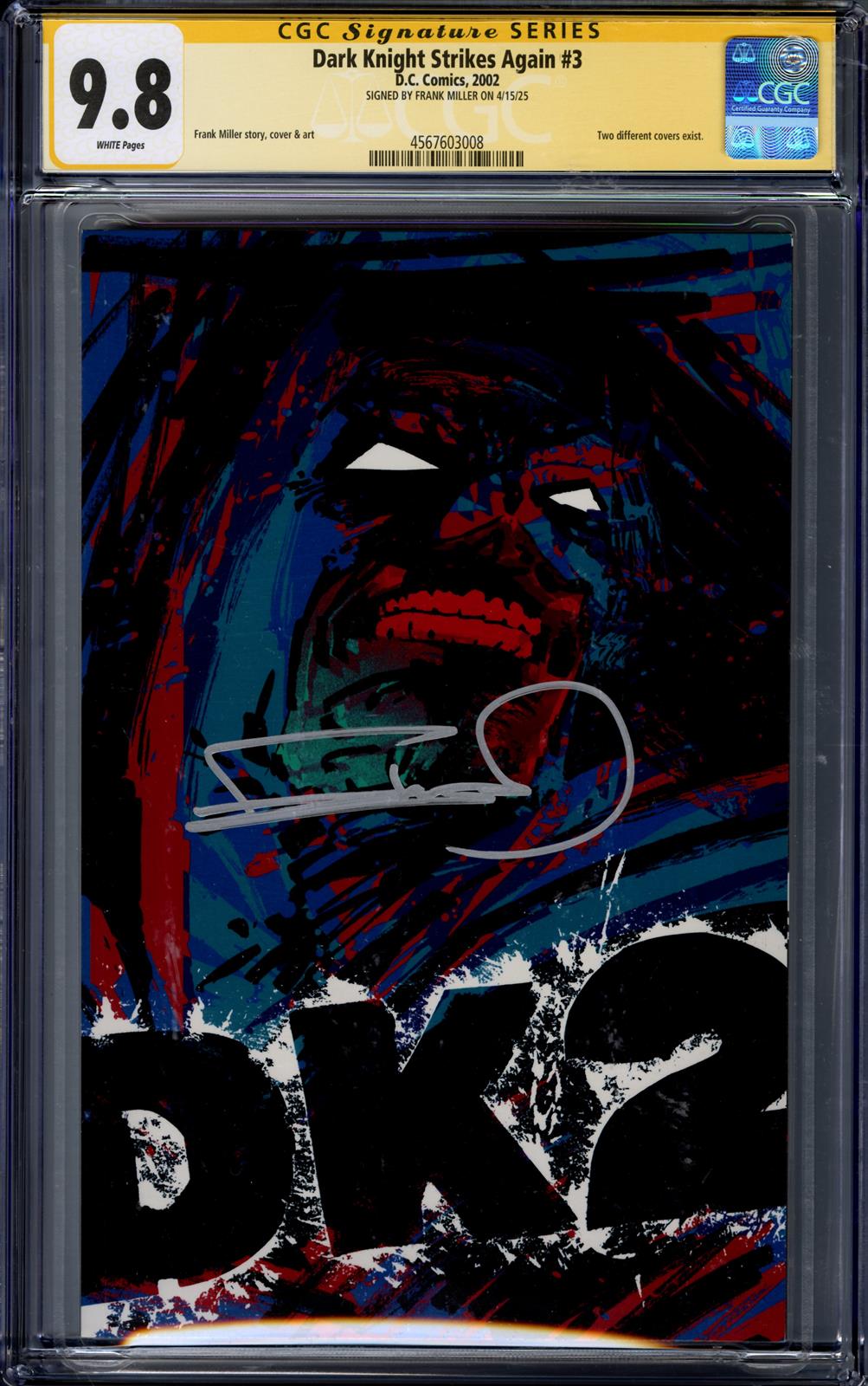 Dark Knight Strikes Again #3 CGC Signature Series 9.8 (D.C., 2002) Signed by Frank Miller 