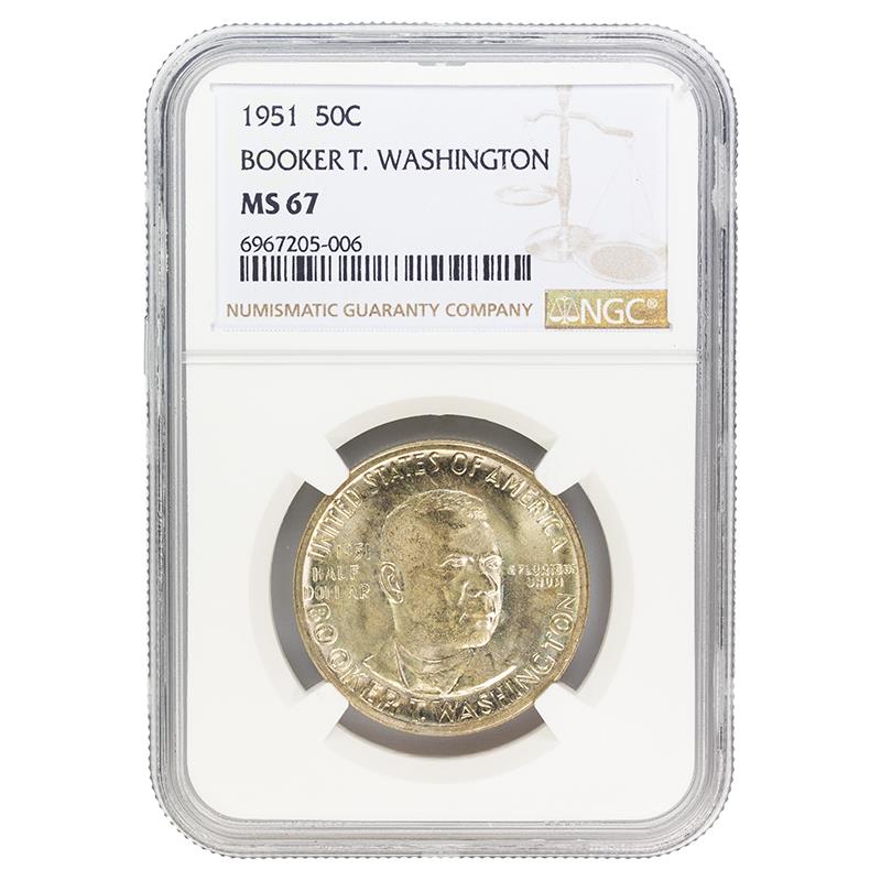 1951 Booker T. Washington Half Dollar Commemorative, 50C NGC MS 67 