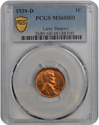 1939-D Lincoln PCGS RD 68 