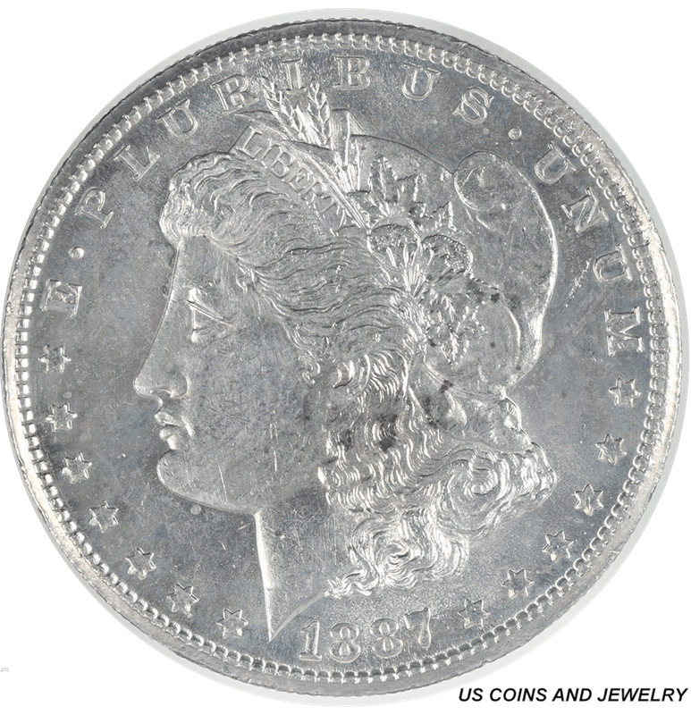 1887-S Morgan Silver Dollar,  Circulated Almost Uncirculated+ - Nice and Original