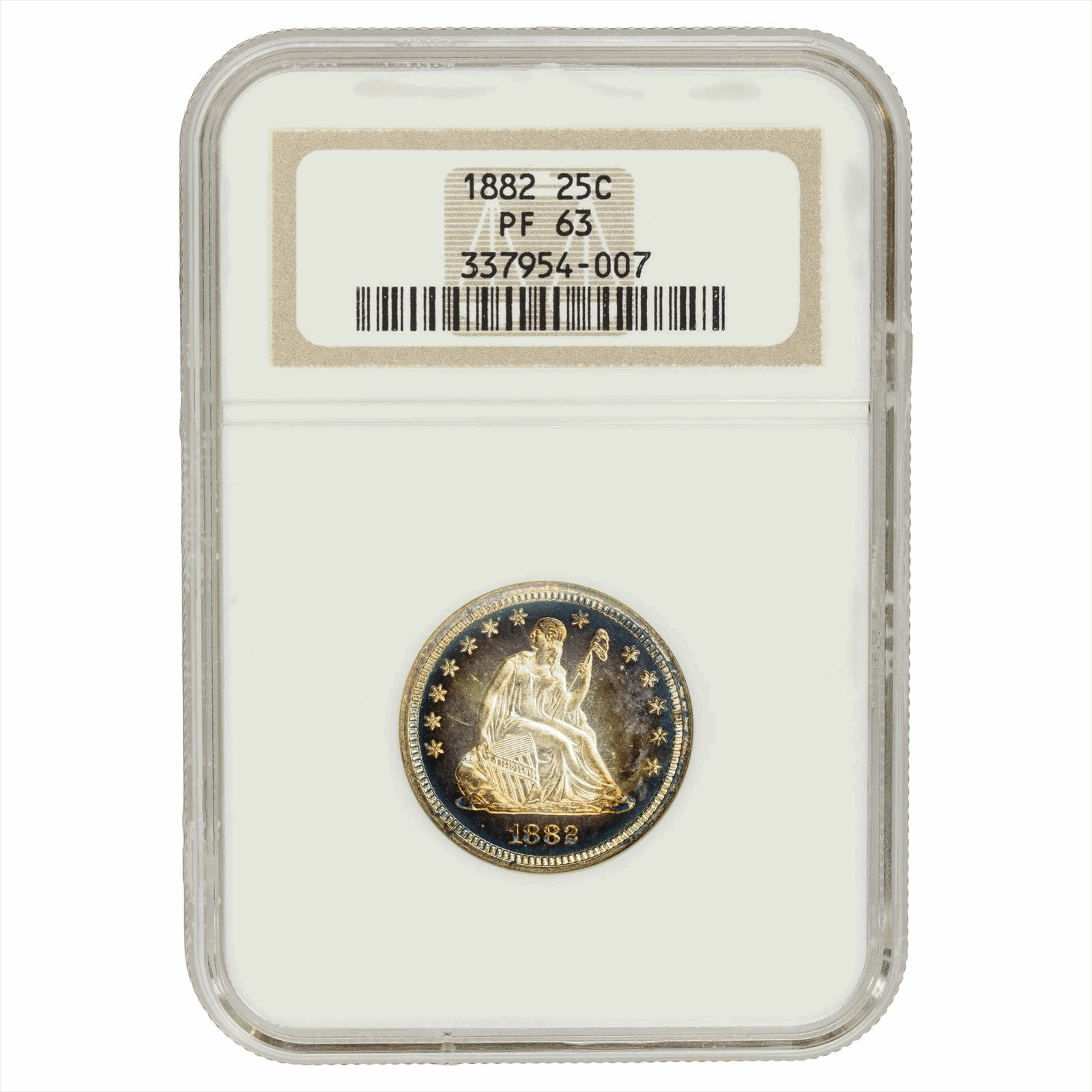 1882 Seated Liberty Quarter 25C NGC PF 63 Toned