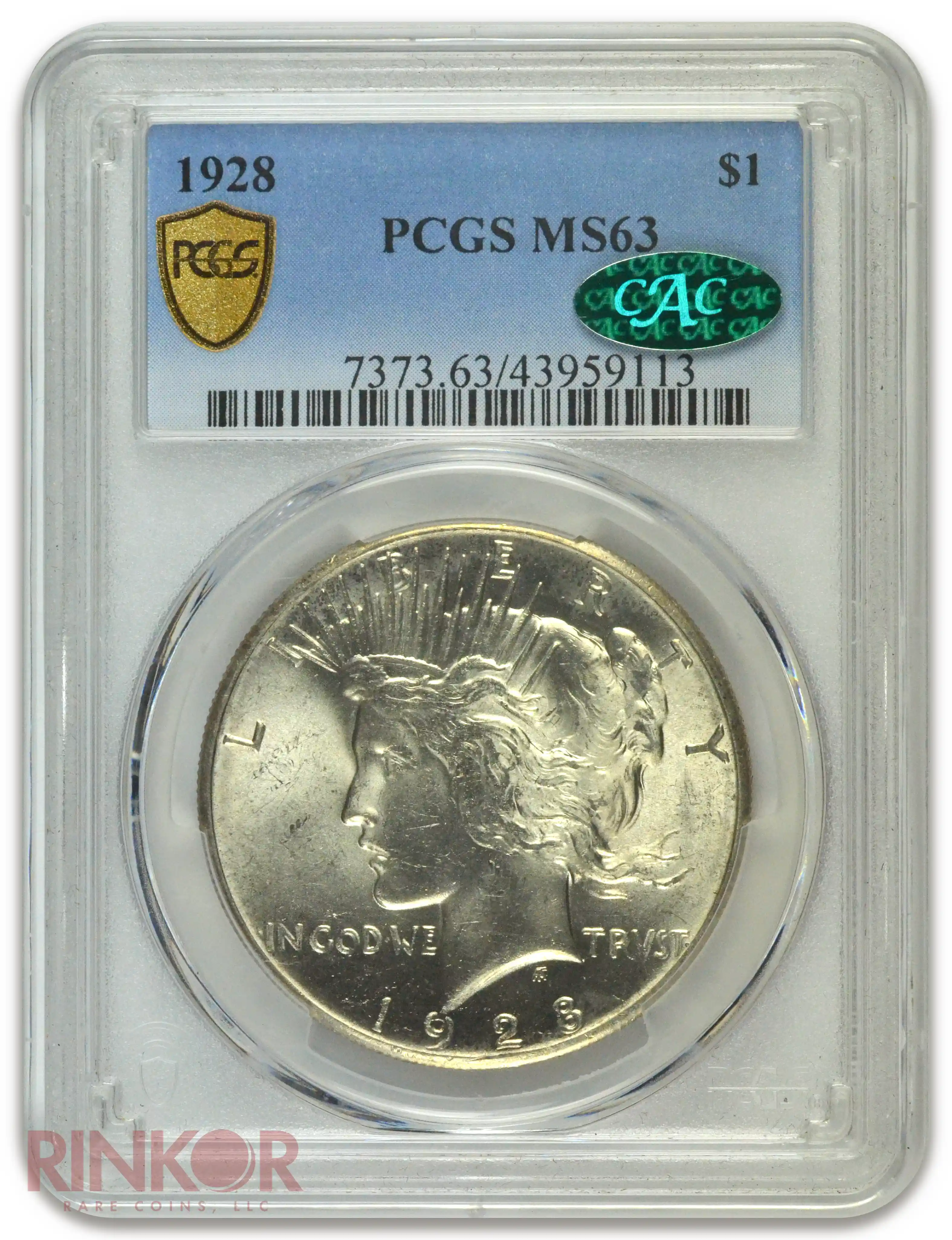 1928 $1 Peace Dollar PCGS MS 63 CAC