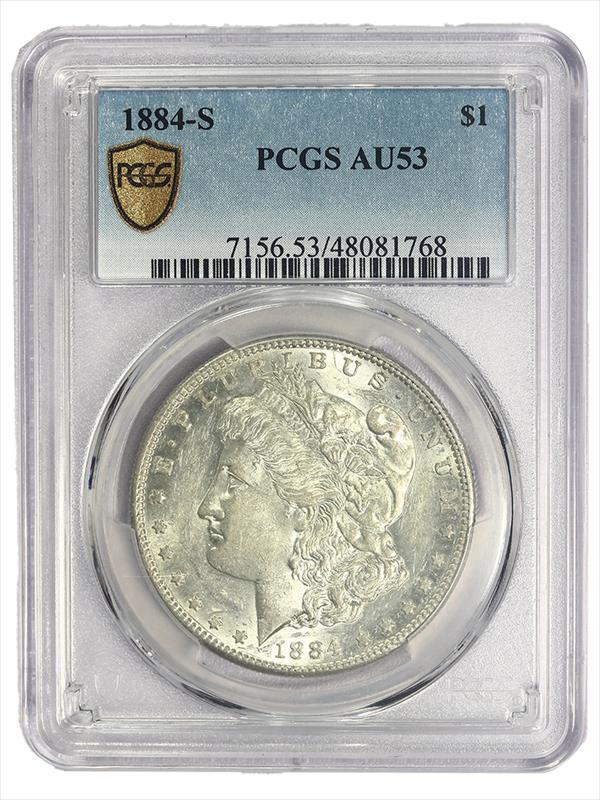 1884-S $1 Morgan Silver Dollar - PCGS AU53 - Well-Struck! Strong Luster!