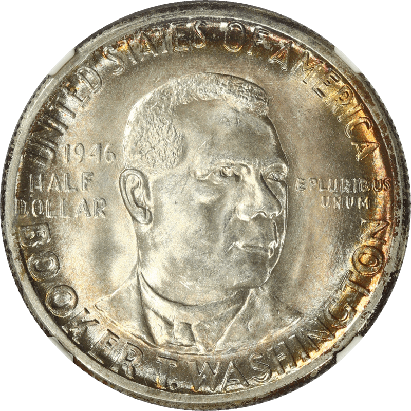 1946-D Booker T. Washington Commemorative Half Dollar, NGC MS 65 - Nice Toning