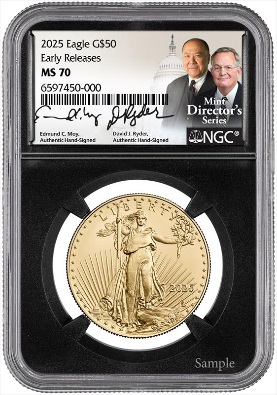  2025 $50 American Gold Eagle NGC MS70 Moy/Ryder Signature  