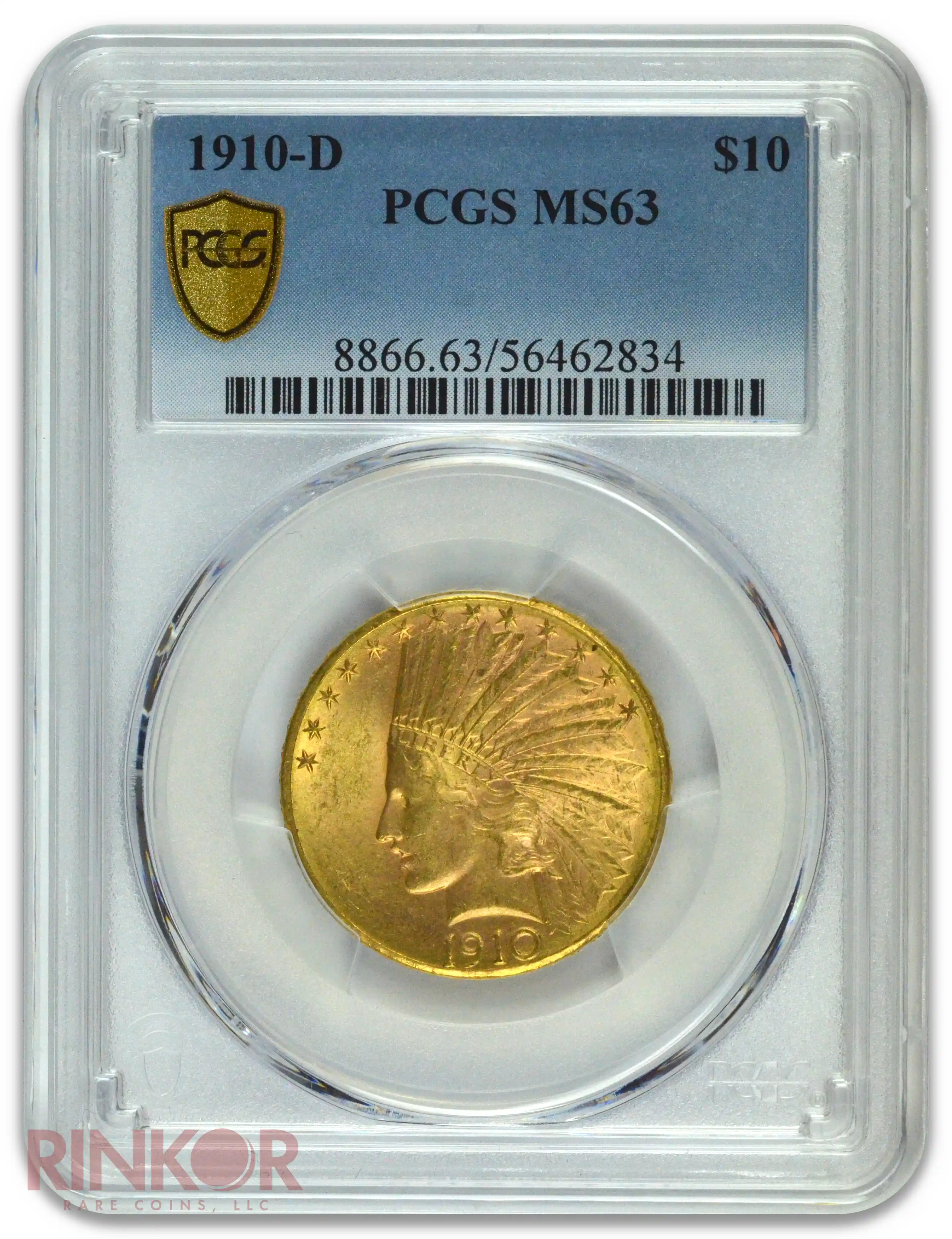 1910-D $10 Indian Head PCGS MS 63