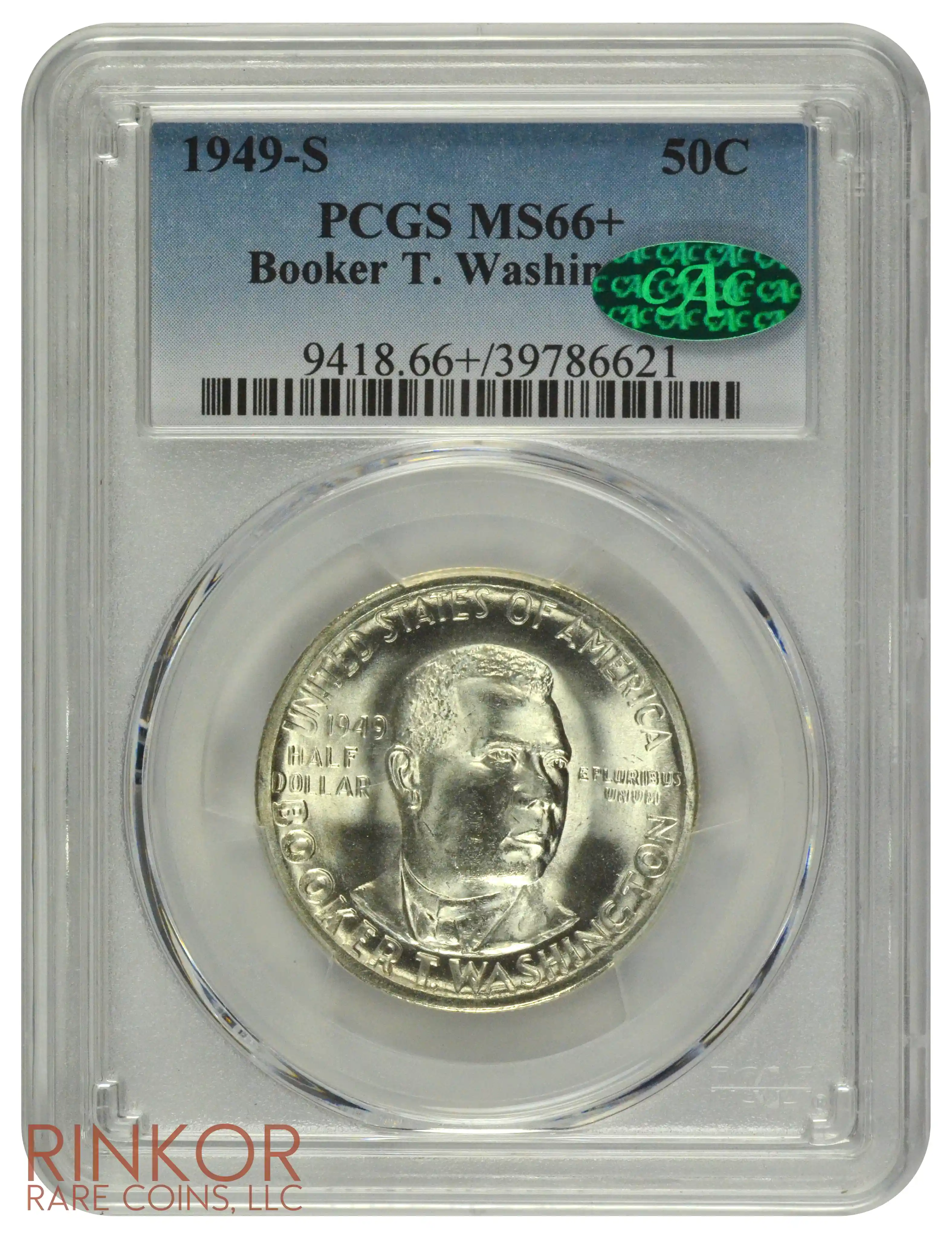 1949-S  Booker T. Washington Commemorative Half Dollar PCGS MS 66+ CAC
