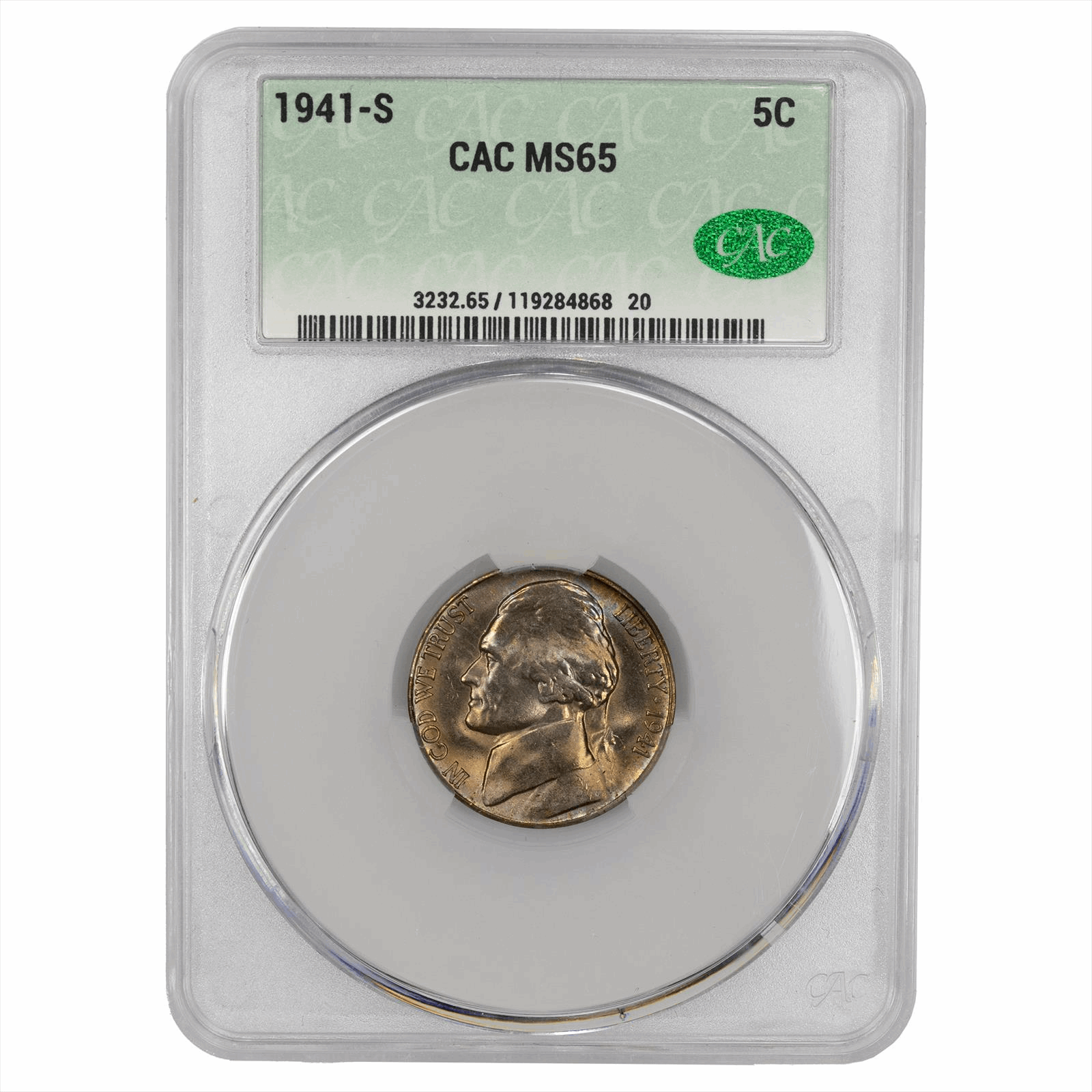 1941-S Jefferson Nickel 5C CACG MS 65 CAC