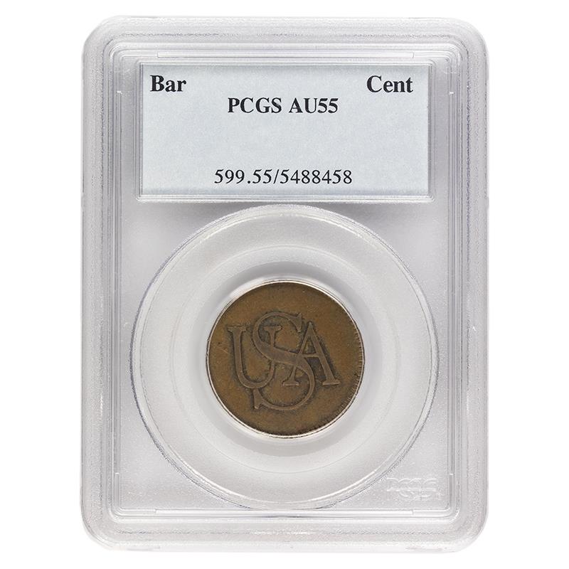 1785 USA Bar Cent, 1C PCGS AU 55 