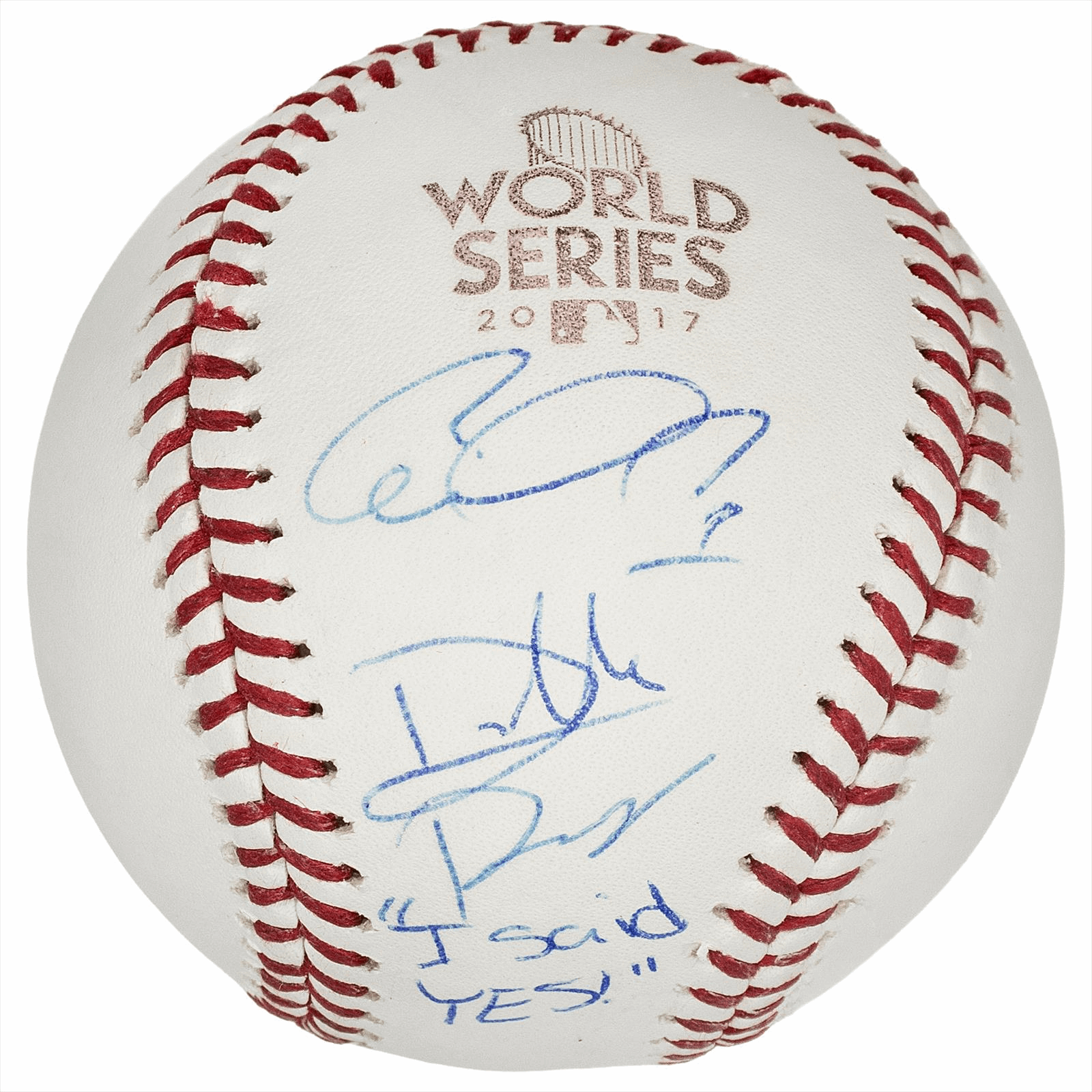 2017 Carlos Correa And Debbie Rodriguez Signed World Baseball I Said Yes Inscribed Beckett Certified 