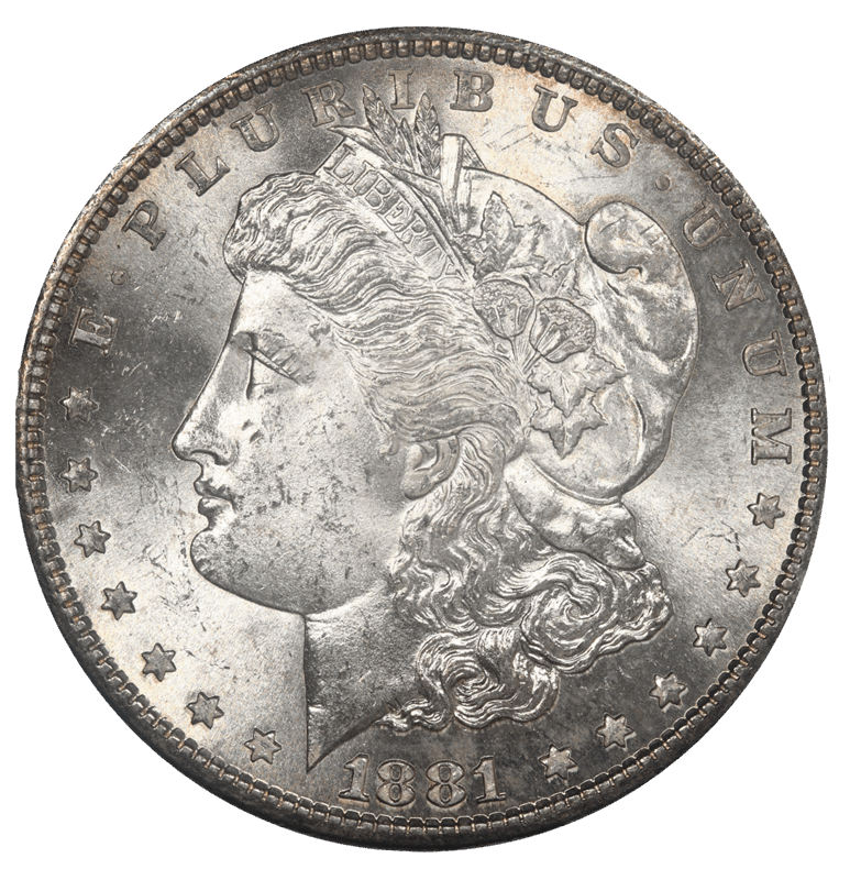 1881-S Morgan Silver Dollar, $1,  Brilliant Uncirculated BU - PQ