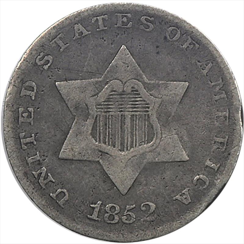 1852 Three Cent Silver, Type-1 3CS Circulated VF - Nice and Original
