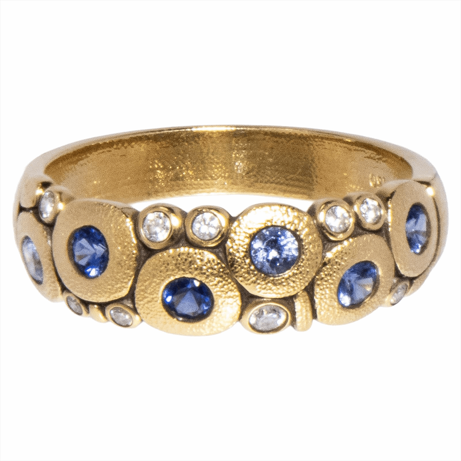 Ladys 18KY Alex Sapkus Candy Dome Sapphire and Diamond Ring .50CT Saph .12CT Dia Size 7 
