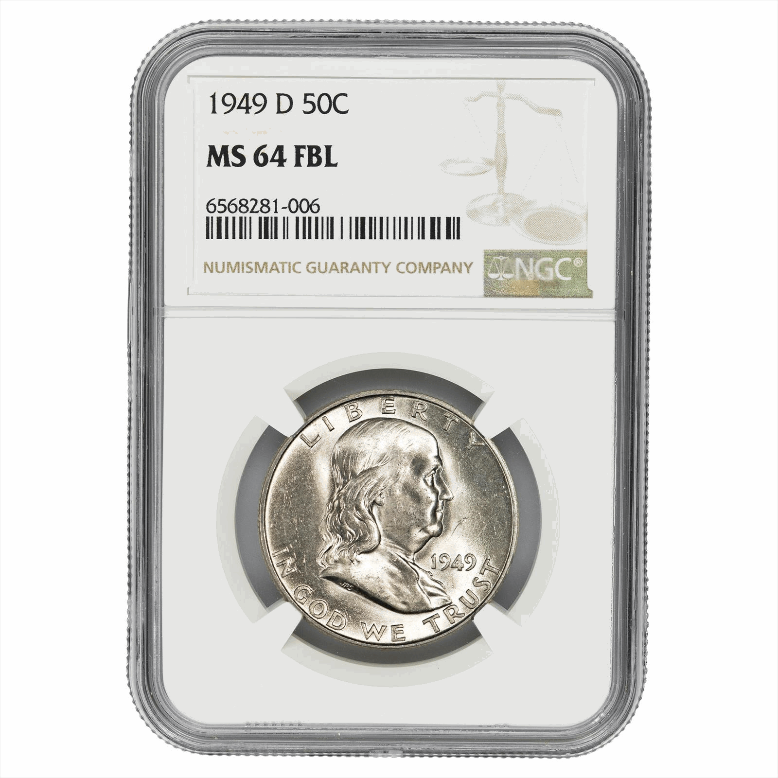 1949-D Franklin Half Dollar 50C NGC MS 64 FBL