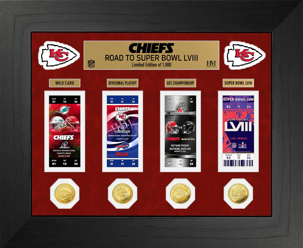 Kansas City Chiefs Road to Super Bowl LVIII Deluxe Ticket and Gold Coin Photo Mint 