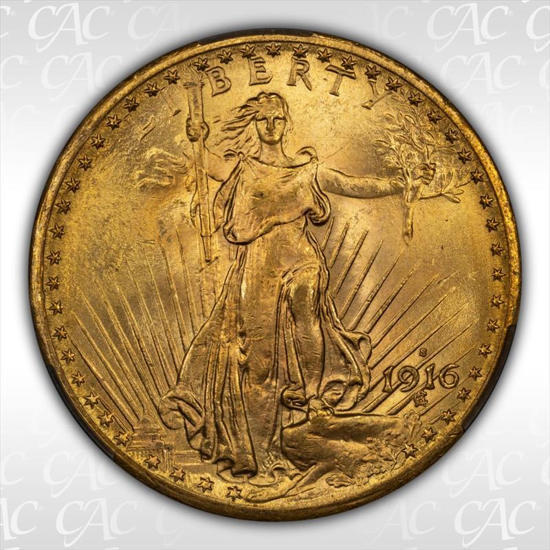 1916-S $20 CACG MS 65