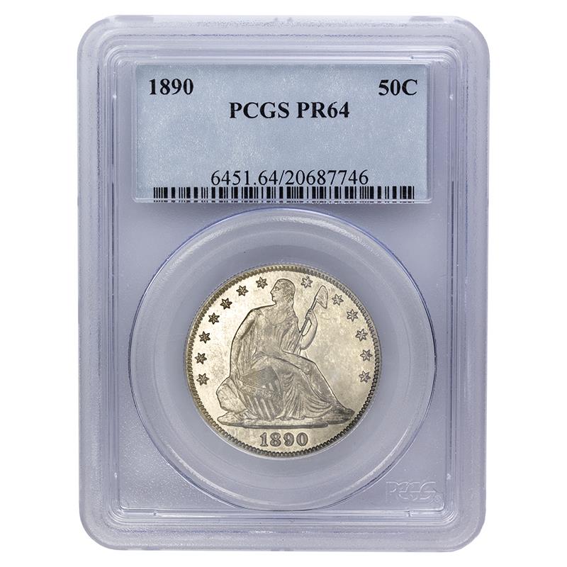 1890 Seated Liberty Half Dollar 50c, PCGS PR64 - Excellent Type Coin