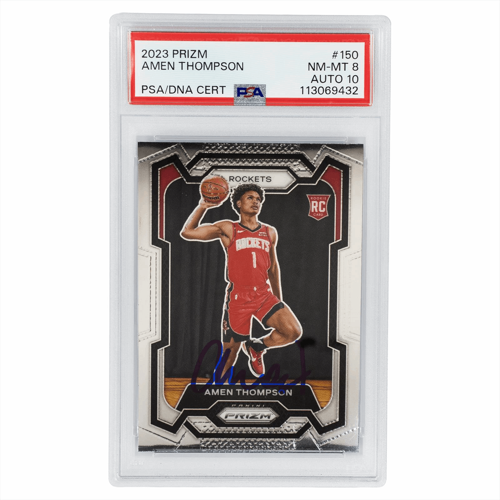 2023 Panini Prizm Amen Thompson PSA #150 NM-MT 8 AUTO 10