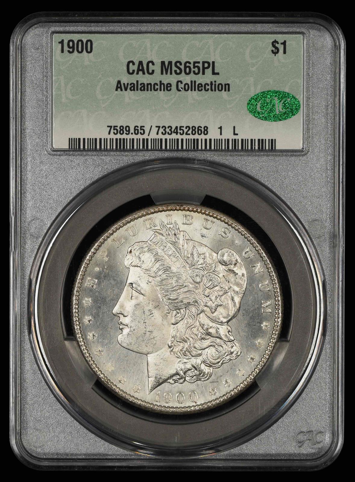 1900 $1 Avalanche Collection CAC MS65PL