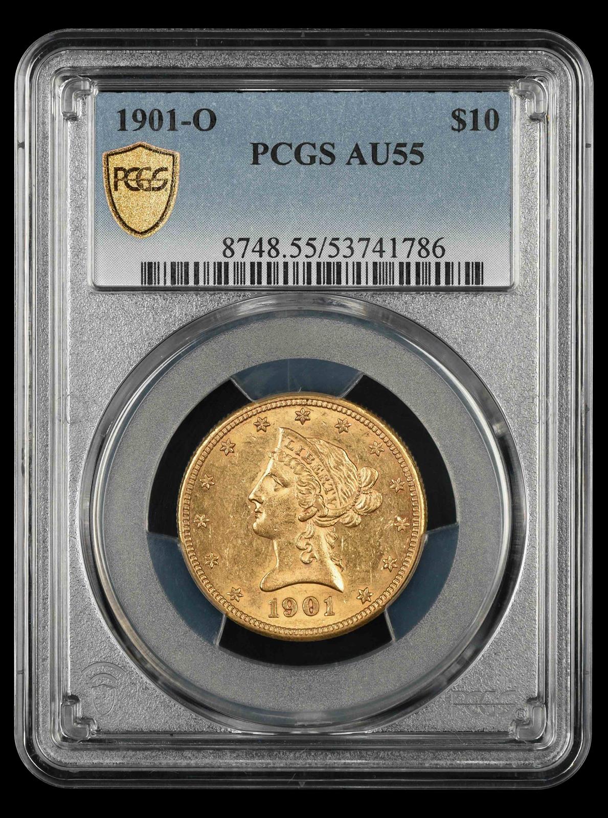 1901 O $10 Gold PCGS AU55
