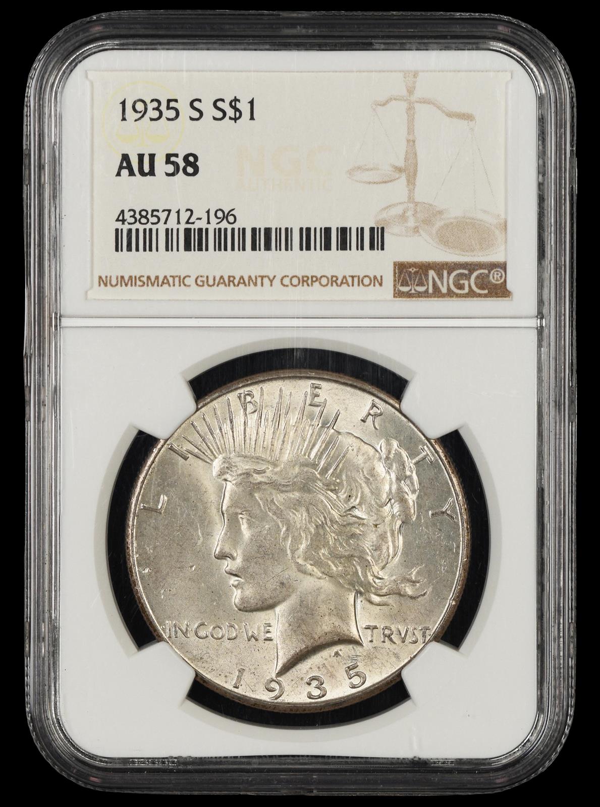 1935 S $1 NGC AU-58