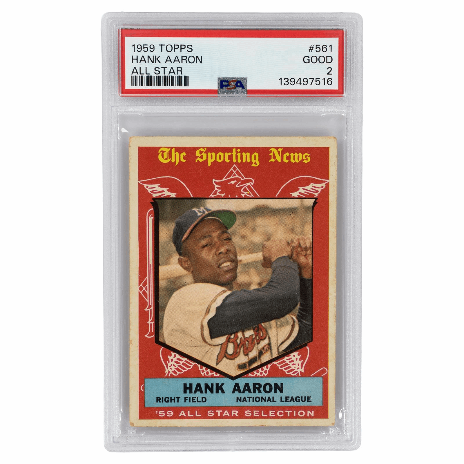 1959 Topps Hank Aaron All Star #561 PSA GOOD 2 Cert #139497516