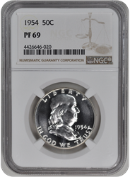 1954 Franklin Half Dollar NGC (99) PF 69