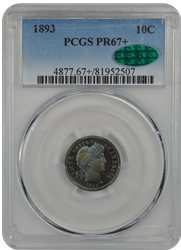 1893 Barber PCGS CAC PR 67+