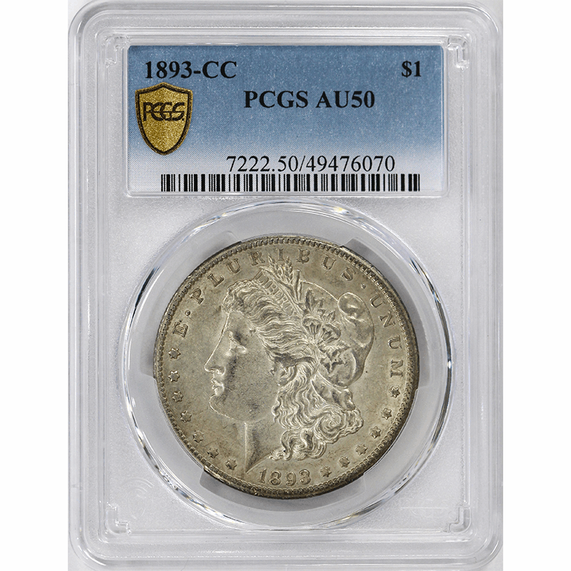 1893-CC $1 Morgan Silver Dollar - PCGS AU50 - Better Date Carson City Coin