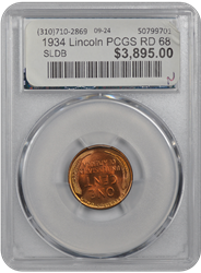 1934 Lincoln PCGS RD 68